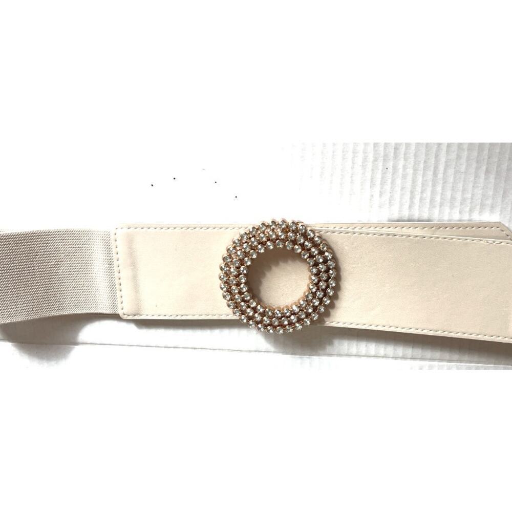 Unique Vintage Waist Cincher Belt Rhinestone Faux Leather Elastic 50s Retro - Picture 2 of 2